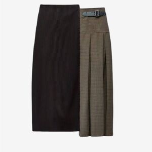 Zara Two-Tone Pencil Midi Skirt in Dark Brown, Tan, Houndstooth Size Medium